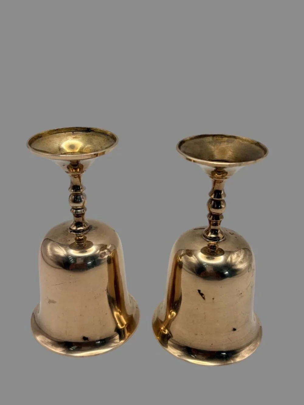 Vintage Silver Plate Over Brass Goblets Pair MCM India 5